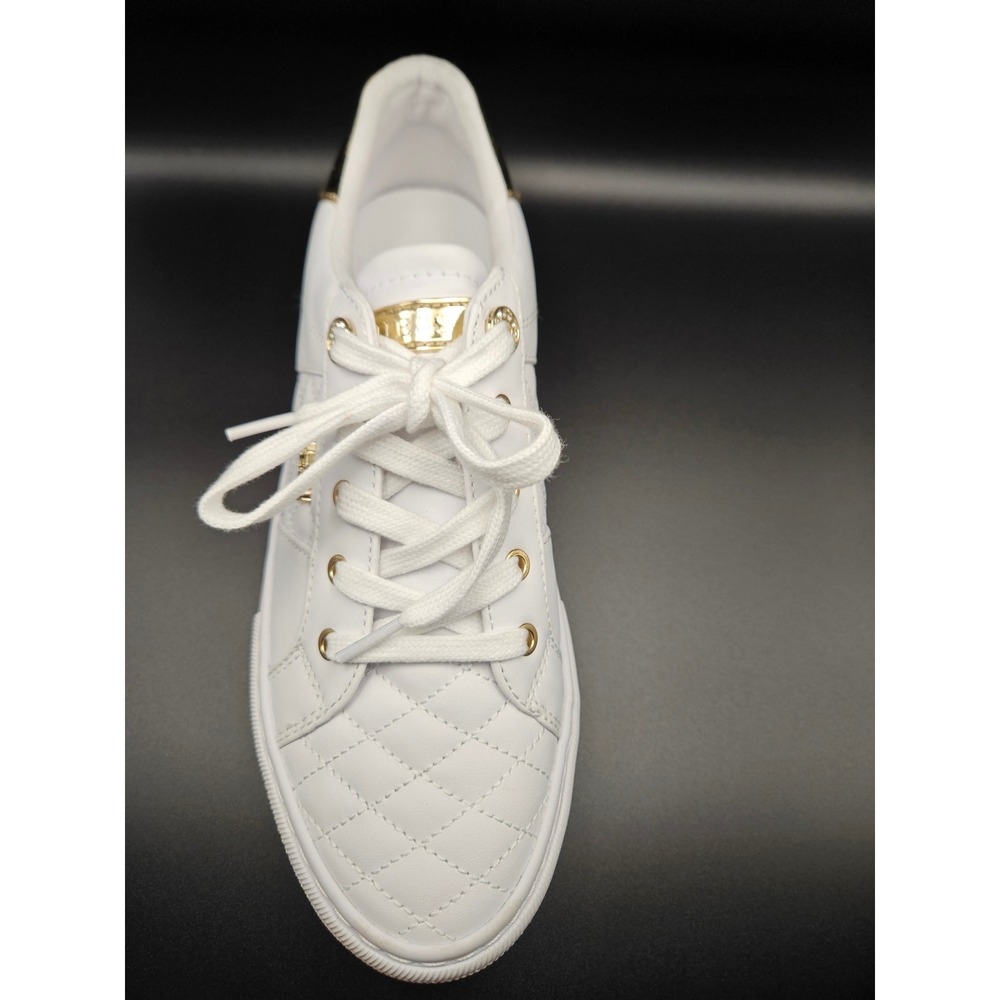 Guess Womens White Quilted Gold Accent Low Top Fashion Sneakers Size 9M - Picture 11 of 14